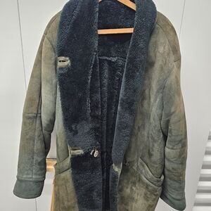 Men's Olive Green Shearling Coat